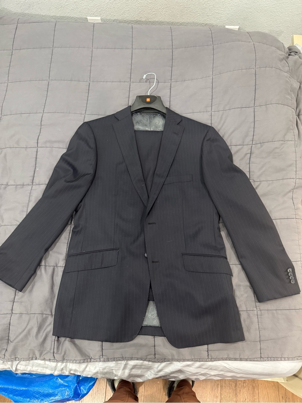 Neiman Marcus Arnold Brandy Men's Dark Navy Pinstripe Suit
